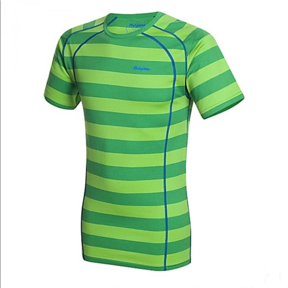 Bergans FJELLRAPP TEE STYLE Timothy Green Striped  warm Merino wool T-Shirt XL - Picture 1 of 5
